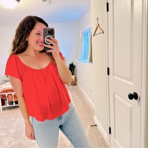 TOWNSEN Pink Orange Silk Blouse XS - Picture 1 of 8